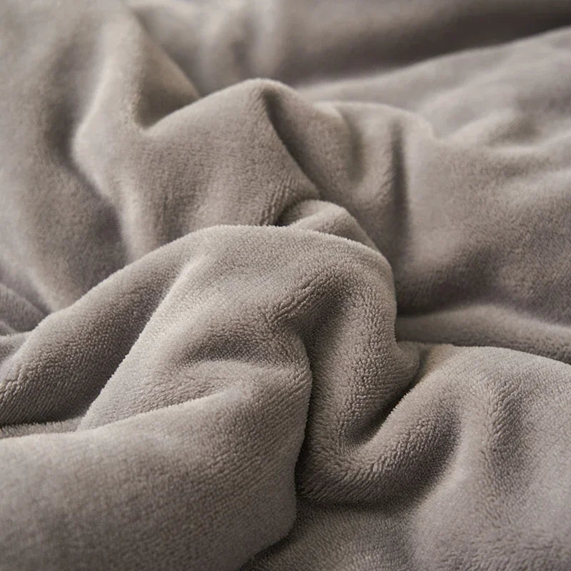 Double Layer Milk Fleece Blanket, Thick Plush Bedspread