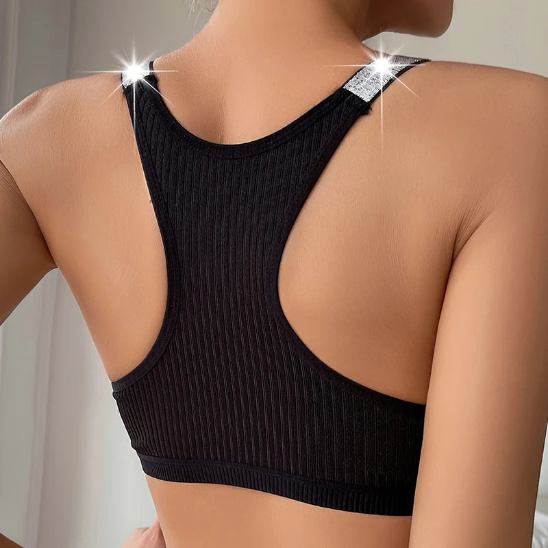 Sexy Sports Bras Fitness Women Underwear Yoga Crop Tank Top Ribbed Backless Lingerie Bras Comfortable Push Up Bralette Chic Vest