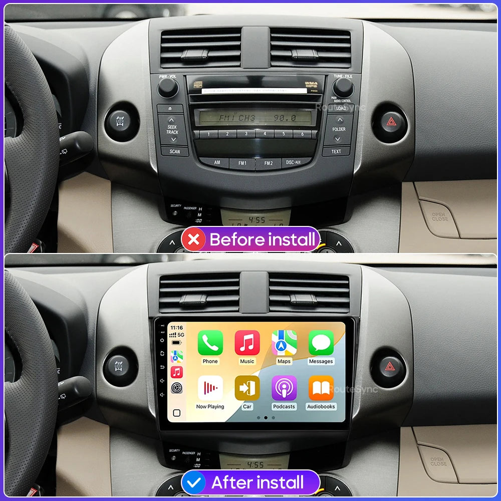 Car Stereo with Apple CarPlay & Android Auto, Compatible with Toyota RAV4 3 XA30 (2005-2016)