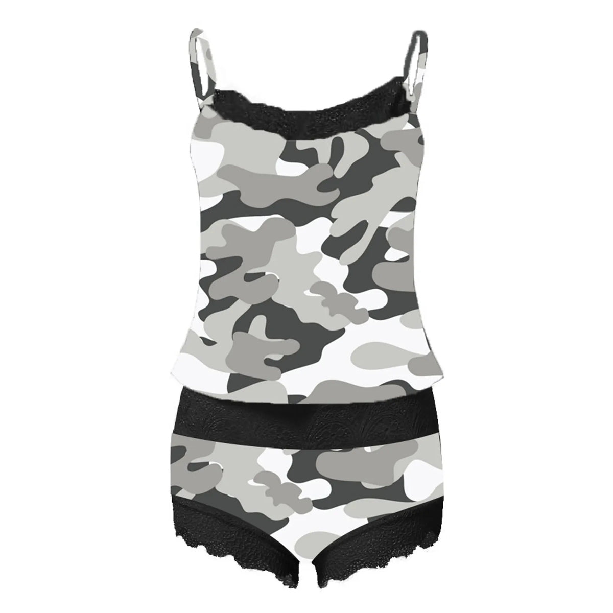 Women Sexy Casual Lingerie Set Fashion Comfort Camouflage Lace Edge Pajama 2-Piece Set Women Night Wear Lingeries Sexy Hot