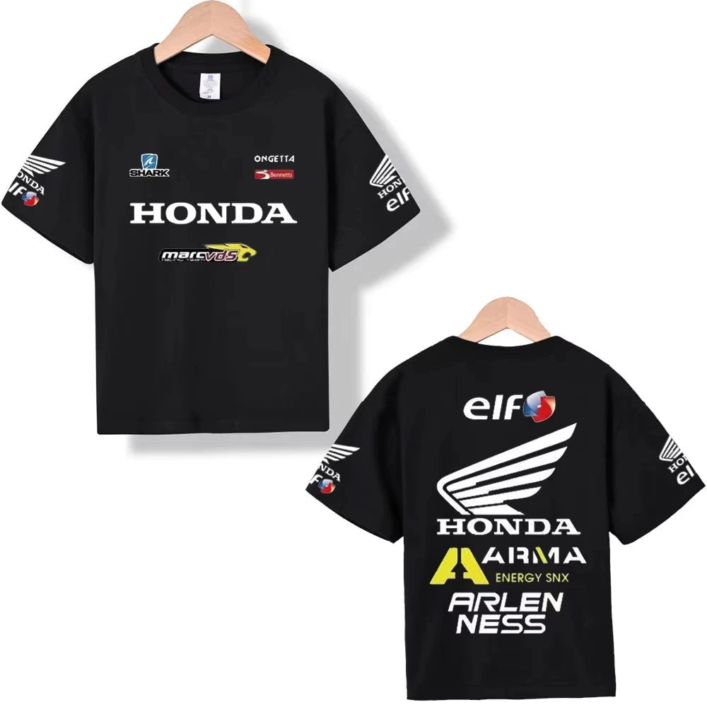 Summer Honda Motorcycle Short Sleeve Factory Team Racing Suit Cbr 650 Gold Wing Men's and Women's Cycling Cotton Loose T-Shirt