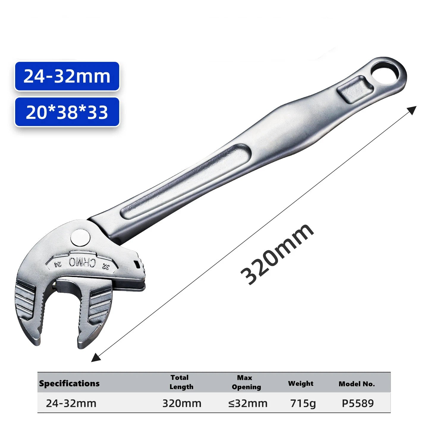 Self-Locking Spring Ratchet Wrench Heavy-Duty Industrial Crab Claw Wrench Adjustable Wide Jaw for Automotive Pipe Manufacturing