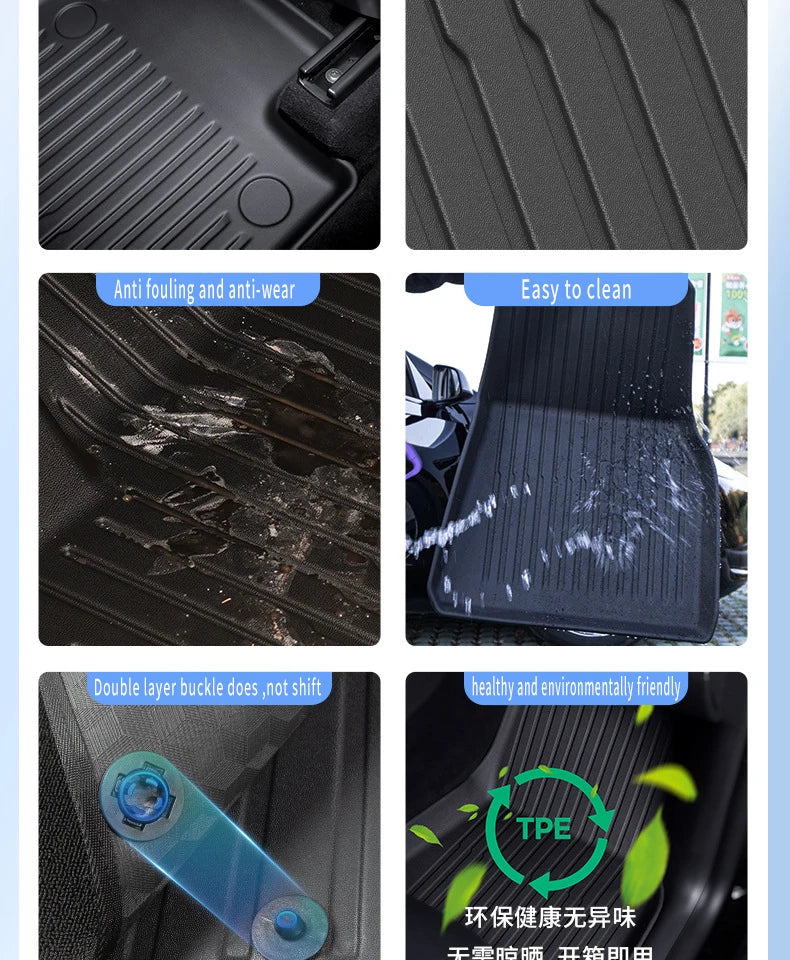 For New Tesla Model Y Launch 2026+ Juniper 2026+ TPE Floor Mats & Cargo Liner, All Weather Trunk Mats Floor Liner Backrest Mats