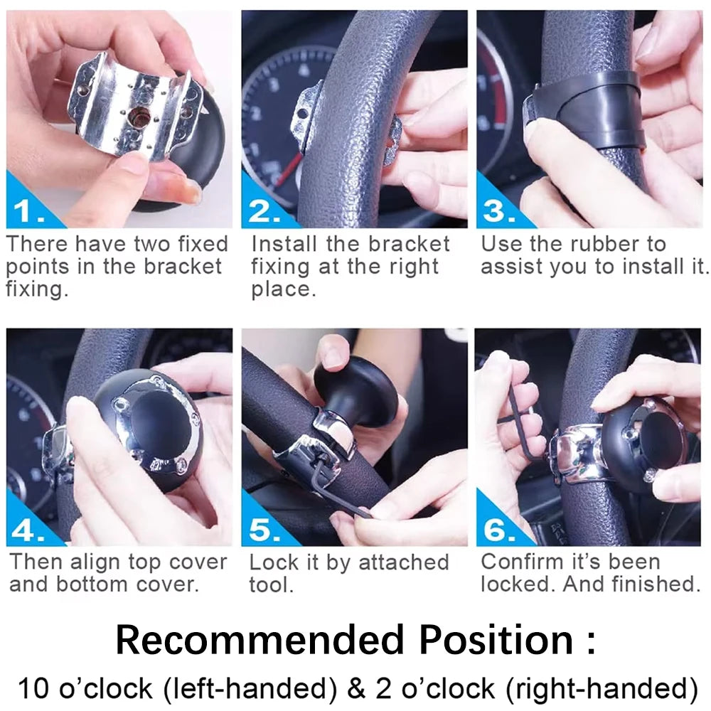 Steering Wheel Booster Car Turning Steering Wheel Ball Handle with Spinner Knob Rotating Steering Wheel Spinner Knob