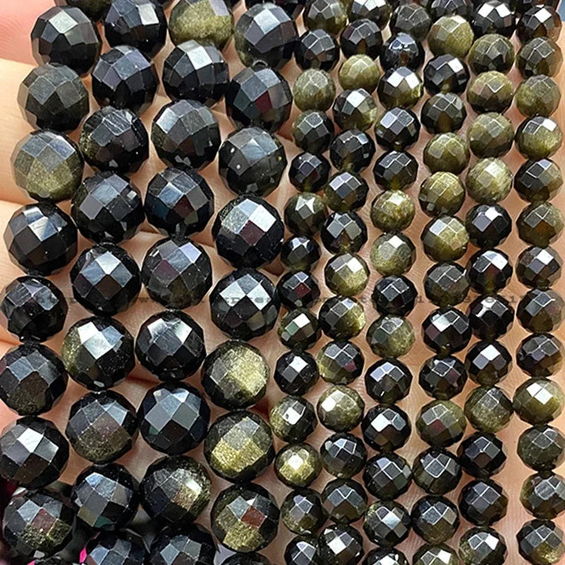 Natural Gem Stone Faceted Round Red Garnet Loose Spacer Beads for Jewelry Making Diy Earrings Bracelets Charms Accessories