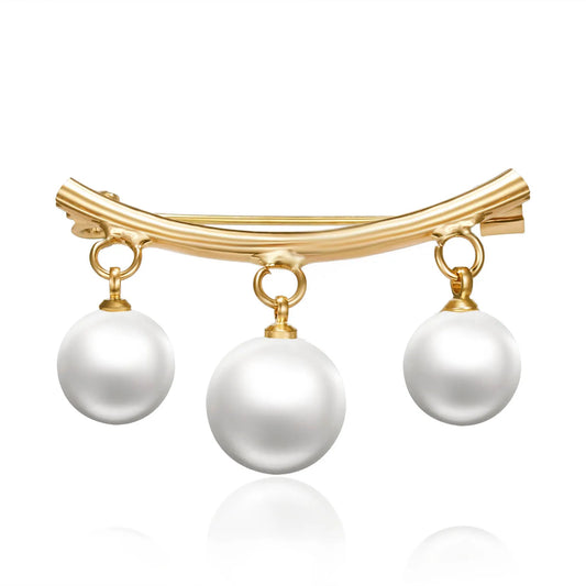 Trendy pearl safety pin brooch