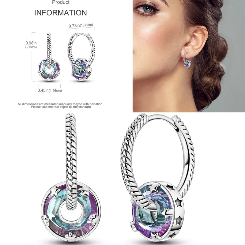 Sparkling Gold Woman Hoop Earrings 925 Sterling Silver Butterfly Colored Zirconium Earrings for Women Jewelry Anniversary Gift