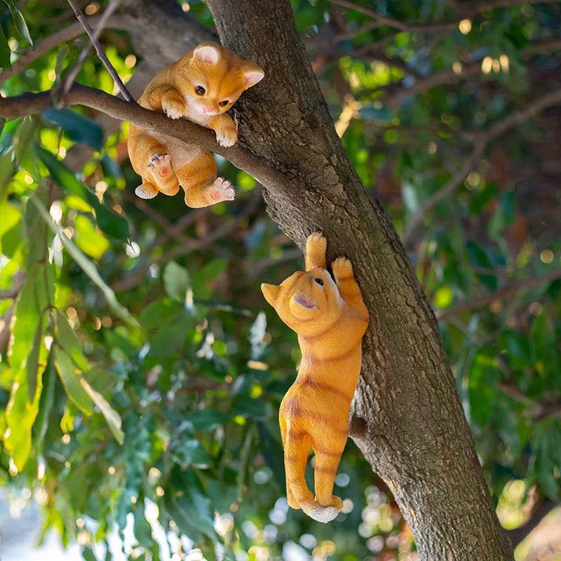 Creative Cartoon Simulation Tree Climbing Cat Pendant Outdoor Garden Courtyard Balcony Landscape Resin Decoration Kitten Hanging