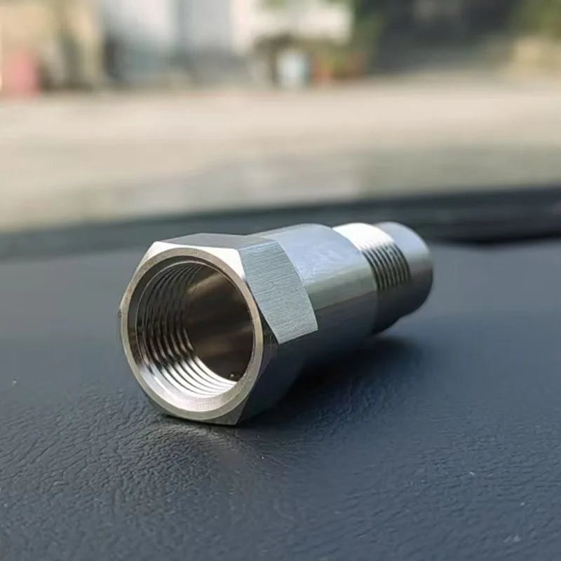 M18x1.5 Lambda Sensor Adapter, Stainless Steel Oxygen Sensor Spacer with Mini Catalytic Converter, Universal Exhaust Fitting