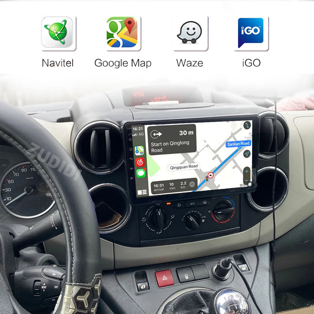 Android 16 Car Radio 4G+WIFI Carplay For Citroen Berlingo For Peugeot Partner 2008 - 2019 Navigation GPS Car Multimedia Player