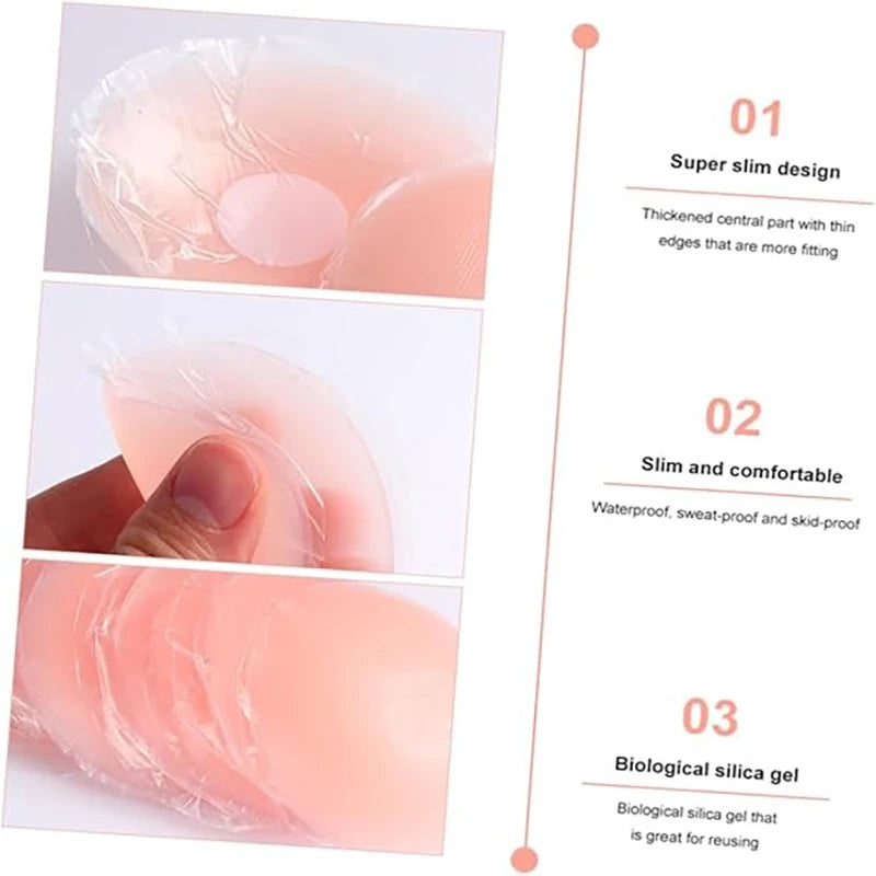 4 Pcs Silicone Nipple Covers, Invisible & Reusable. 8x8cm, Adhesive, for Backless Dresses