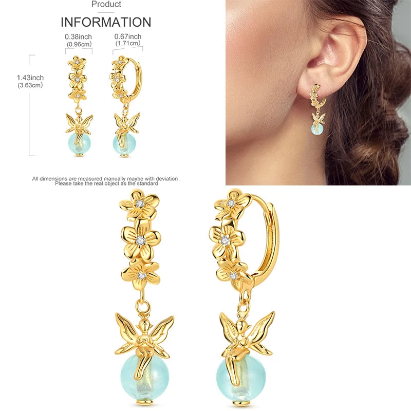 Sparkling Gold Woman Hoop Earrings 925 Sterling Silver Butterfly Colored Zirconium Earrings for Women Jewelry Anniversary Gift