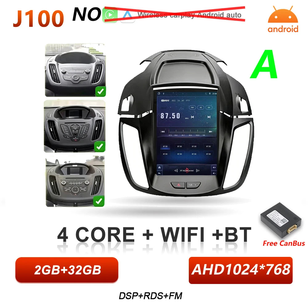 Car Stereo with Apple CarPlay & Android Auto, Compatible with Ford C-MAX, Kuga 2 & Escape 3