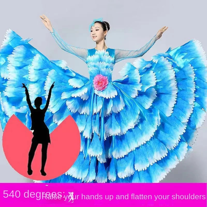 Women's big swing petal flamenco dress