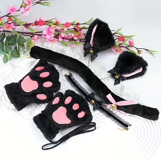 Cat Paw Gloves and Cat Ear Headband Set