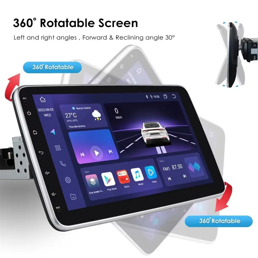 Android 15 1 DIN Screen Universal 9 10 inch Car Stereo CarPlay Car Radio Android Auto GPS Multimedia Player WiFi Player QLED BT