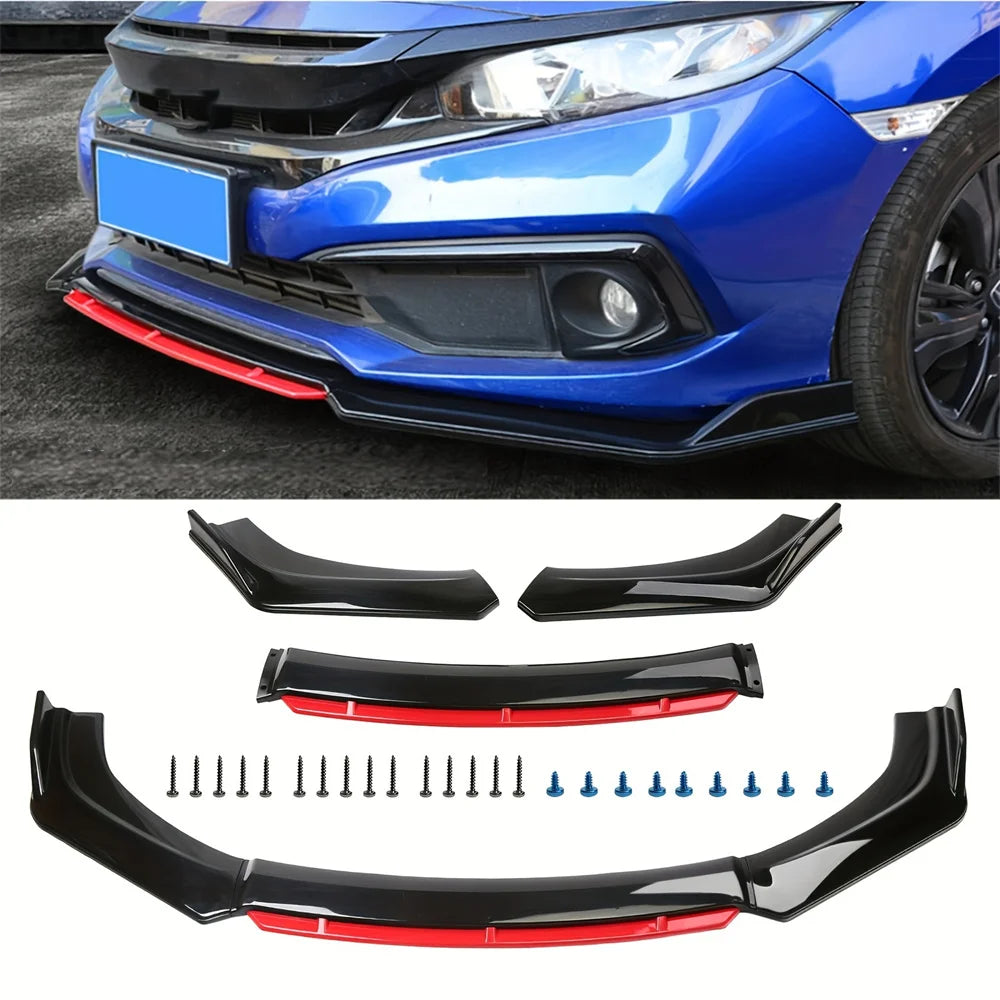 3PCS Universal Car Front Bumper Lip Splitter Body Kit Spoiler Diffuser Protector Impact-Resistant