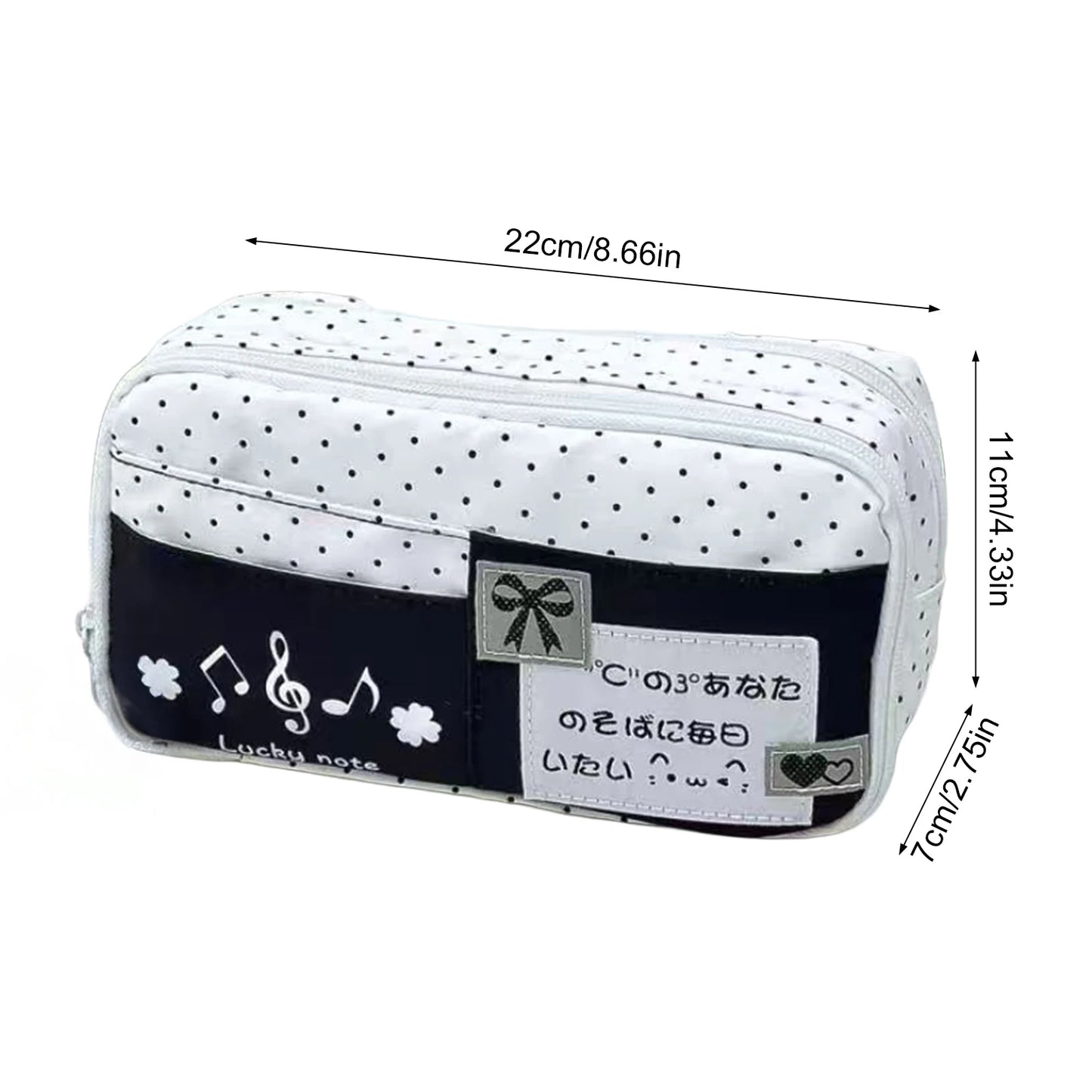 Cute Cat Pattern Blue Polka Dot Pencil Case for Students