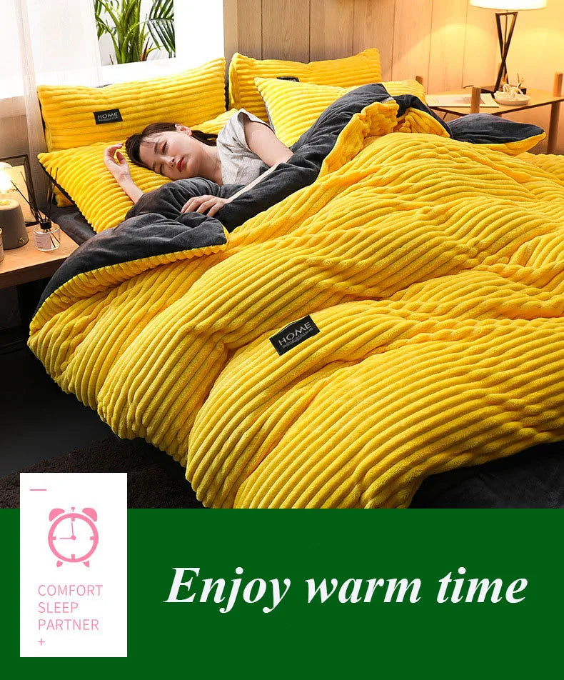Solid Color Velvet Duvet Cover Winter Warmth Thick Bedding Set Double Quilt Cover Twin Queen King Comforter Cover 150×200