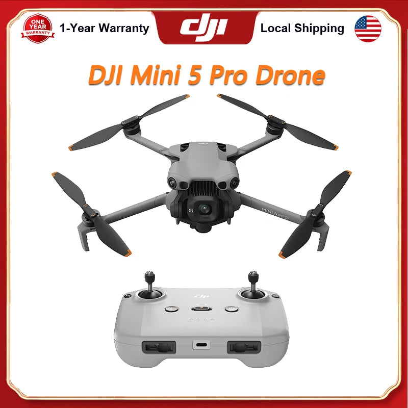 DJI Mini 5 Pro Camera Drone Ultra-Light Foldable with 1-Inch CMOS 4K Camera Omnidirectional Obstacle Sensing ActiveTrack 360° 225° Gimbal 20km Transmission for Beginners