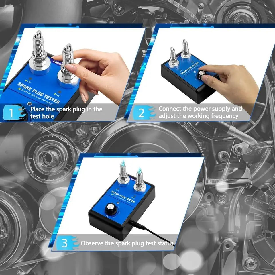 Car Spark Plug Tester Double hole Diagnostic Tool Car 12V Spark Tester 0-6000rpm Auto Engine Ignition Coil  Detector Tools