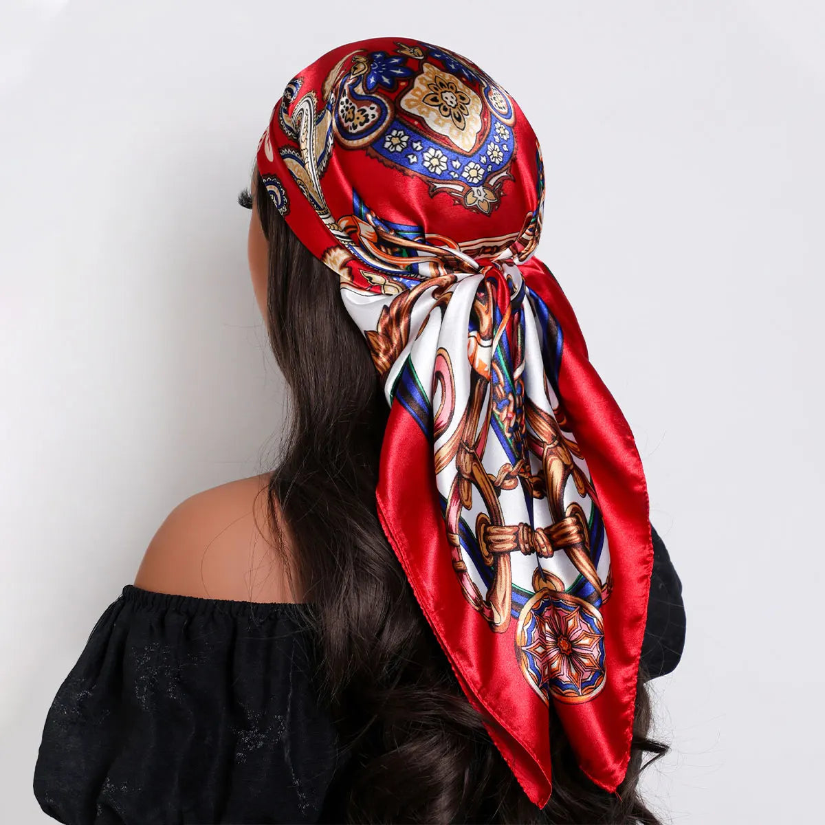 Women's Silky Satin Bandana Scarf - Bright Solid Color Square - photo 5