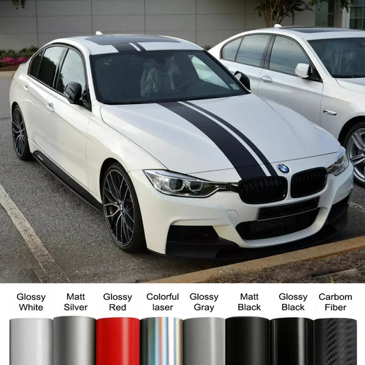 Car Hood, Roof & Trunk Racing Stripe Kit – Vinyl Decal Compatible with BMW 3 Series E90 F30 G20
