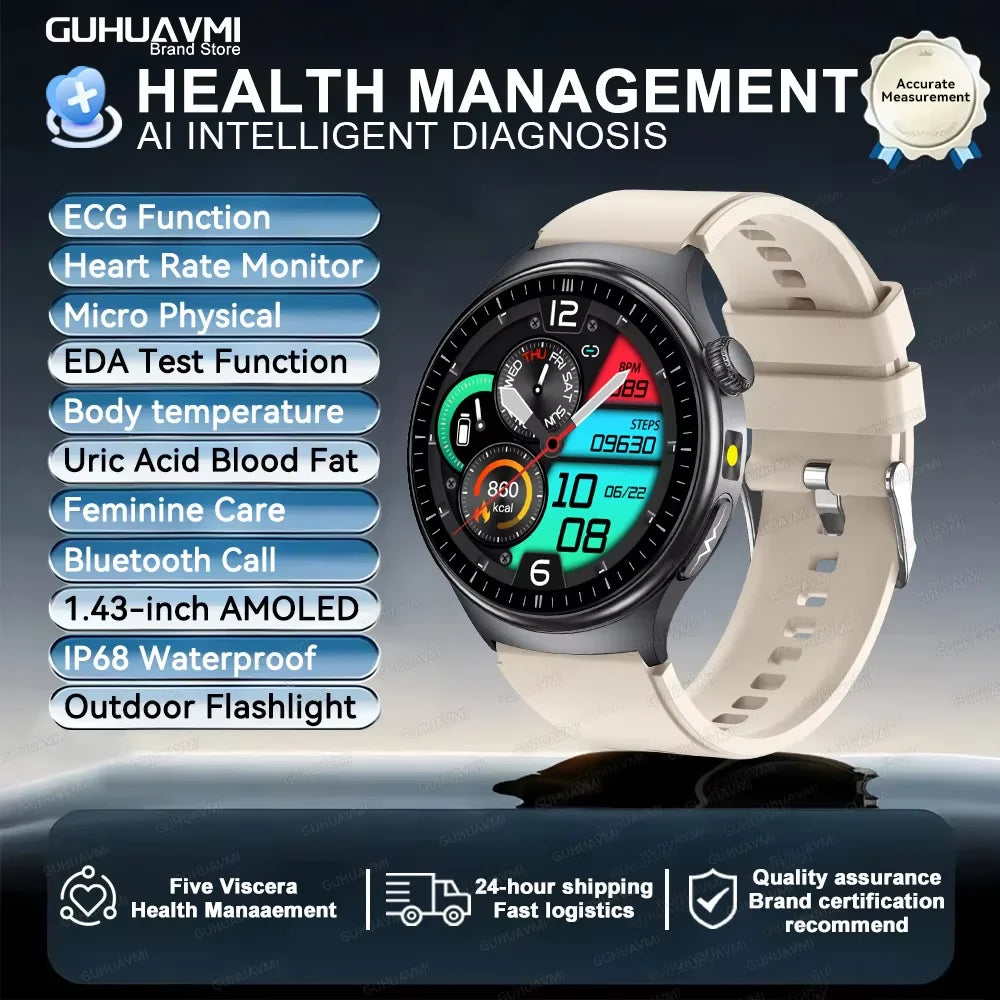 2026 New Accurate Diagnosis ECG Smart Watch Body Fat Blood oxygen BP Health Sport HD AMOLED Screen call Smart watch Men women
