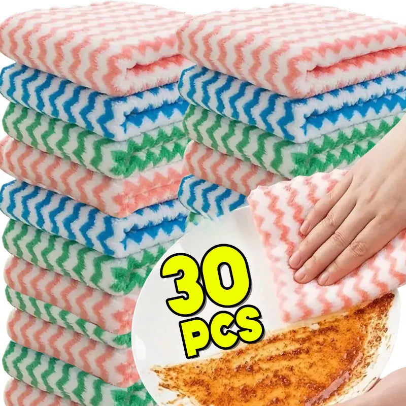 Thick Coral Fleece Dishcloths - Super Absorbent Cleaning Rags