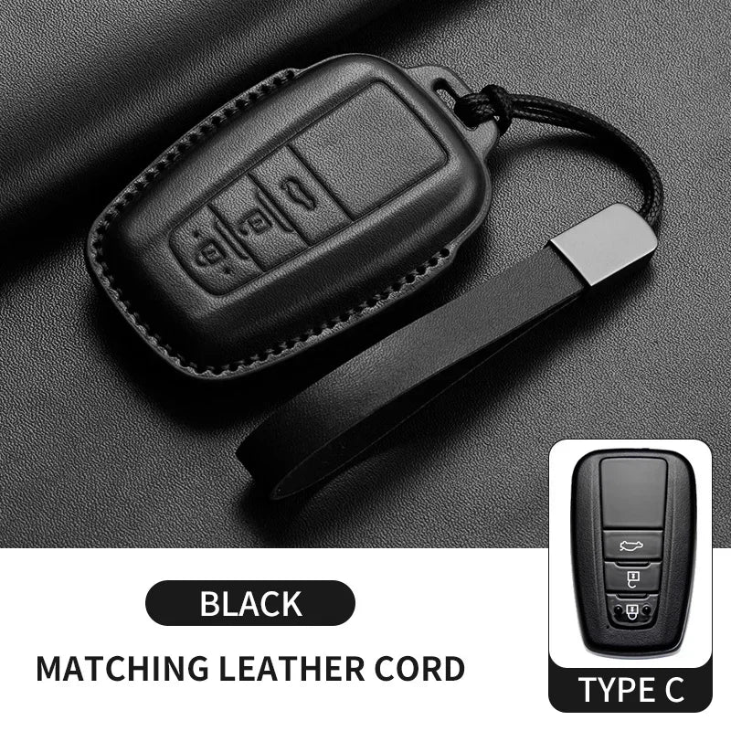New Leather Car Remote Key Case Cover Shell For Toyota Prius Camry Corolla Avalon CHR RAV4 Land Cruiser Prado Keyless Key Fob