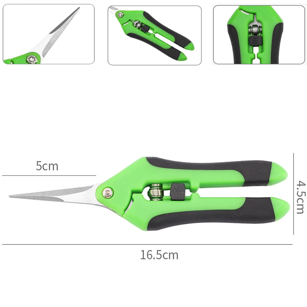 6.5" Garden Pruning Shears – Non-Slip Stainless Steel Flower & Branch Scissors