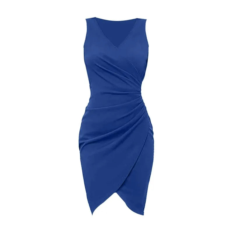 Women's V-Neck Sleeveless Wrap Dress - Pleated Cocktail Dress - photo 4