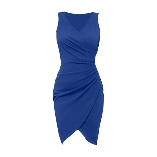Women's V-Neck Sleeveless Wrap Dress - Pleated Cocktail Dress - photo 4