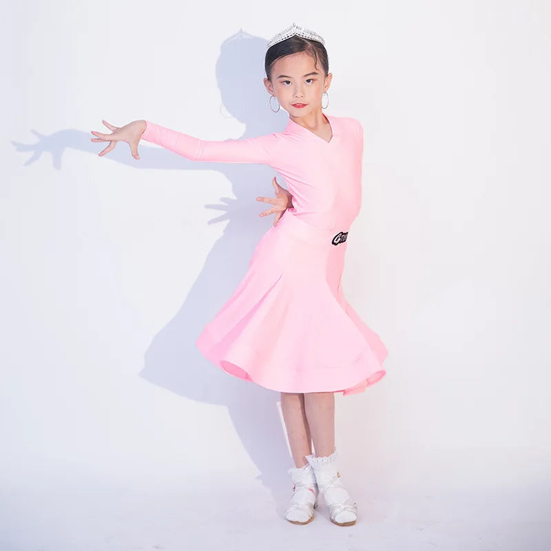 Girls long-sleeve Latin competition dress