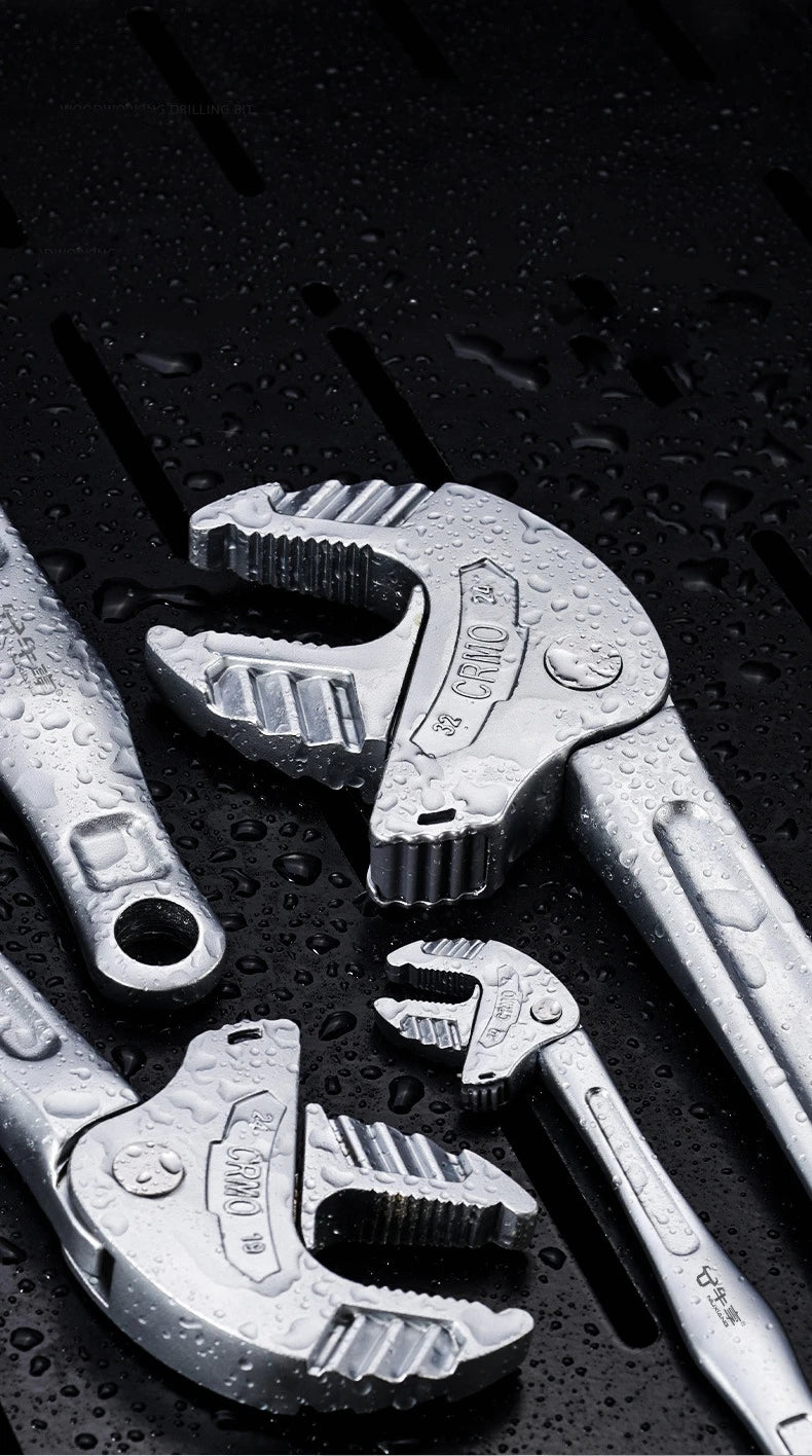 Self-Locking Spring Ratchet Wrench Heavy-Duty Industrial Crab Claw Wrench Adjustable Wide Jaw for Automotive Pipe Manufacturing