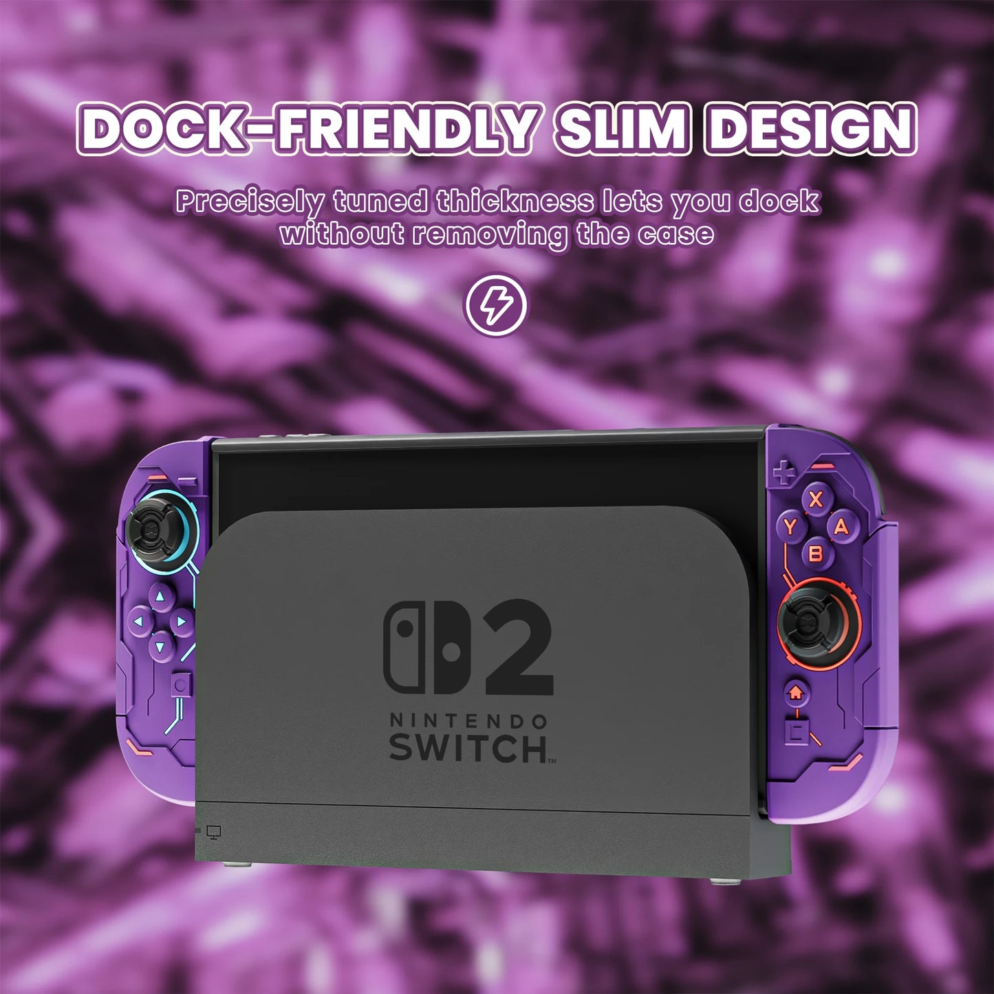 PlayVital Protective Case for Nintendo Switch 2, Stellar Mecha Ergonomic Anti-slip Silicone Grip Cover, Dockable Hard Case Shell