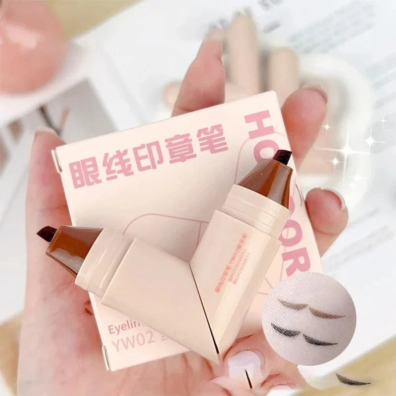 Lazy Integrated Eyeliner Stamp Dual-Head Rotatable Precise Outline Seal Lasting Waterproof Fast Drying Liquid Eye Liner Pen
