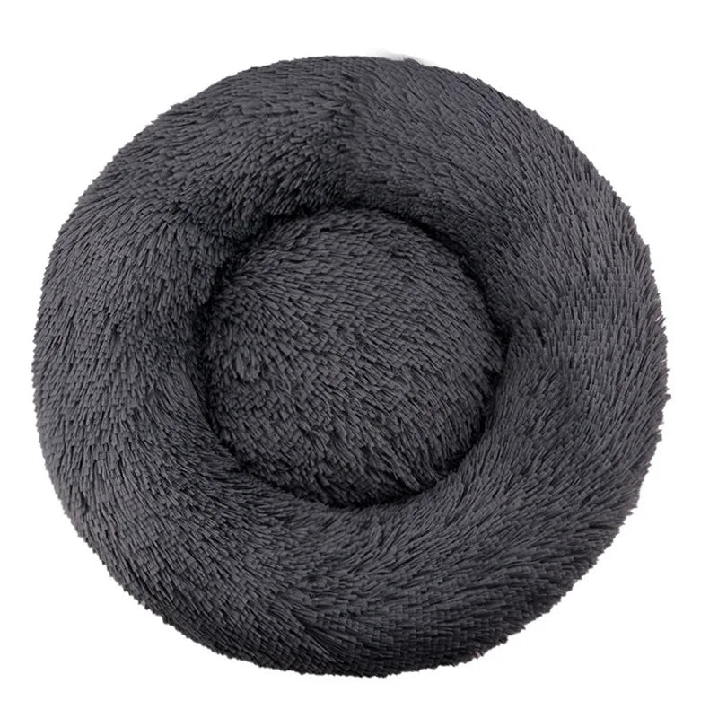Round Plush Dog & Cat Bed — Washable Warm Basket for Small to Large Pets