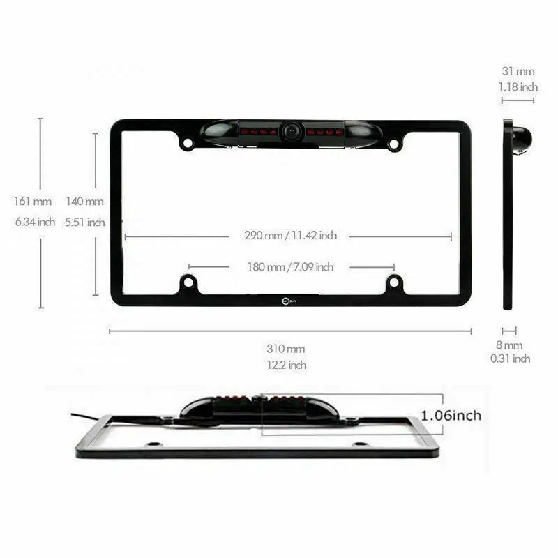 Universal License Plate Backup Camera with Night Vision & LED