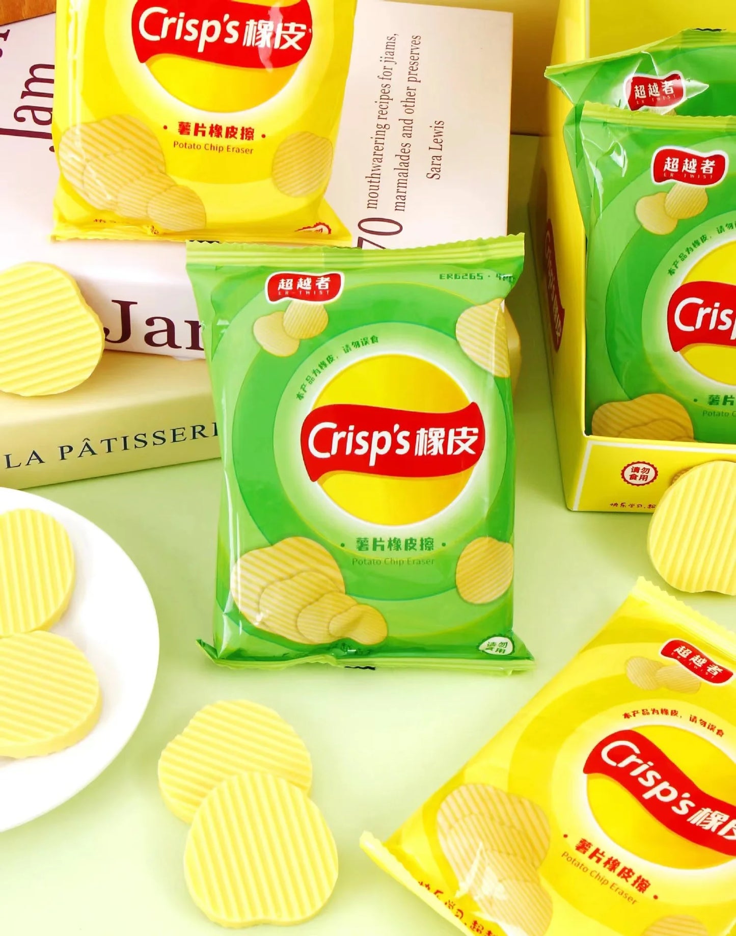 Aesthetic stationery back to school supplies Kawaii Stationery items Potato chips  Erasers rubber school stationery accessories