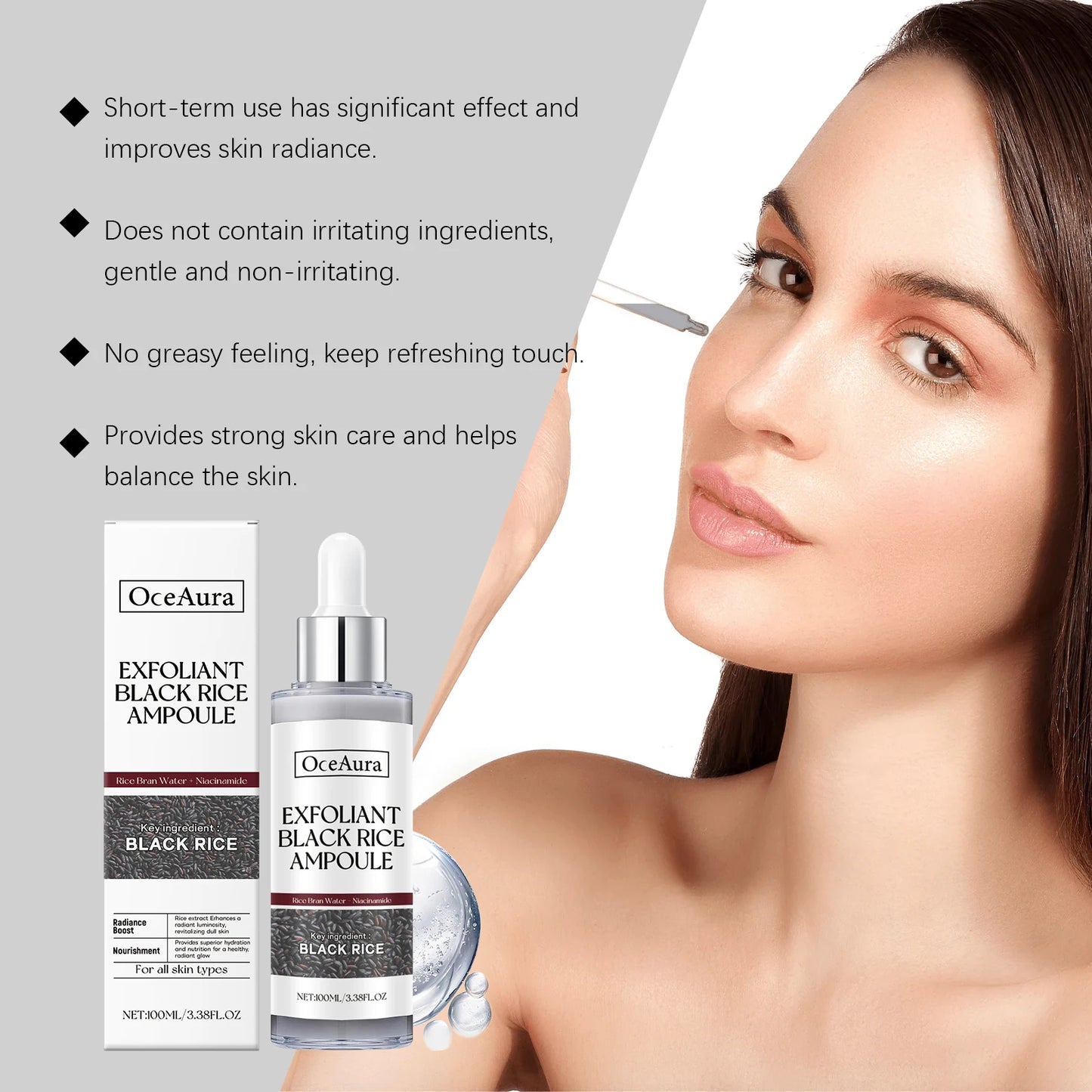 Brightening Essence Exfoliant Black Rice Ampoule Daily Soft Exfoliating Face Softening Keratin Radiant Moisture Nourishing Skin