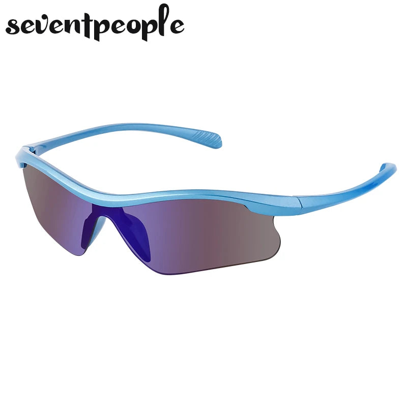 Semi-Rimless Cycling Sunglasses — One-Piece Windproof Lens