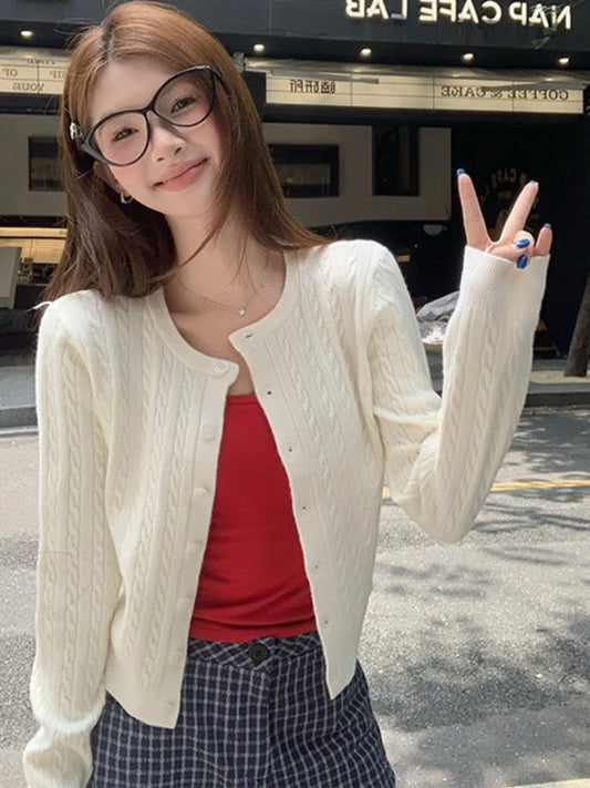 Women's cable knit cardigan, button front — view 1 of 20