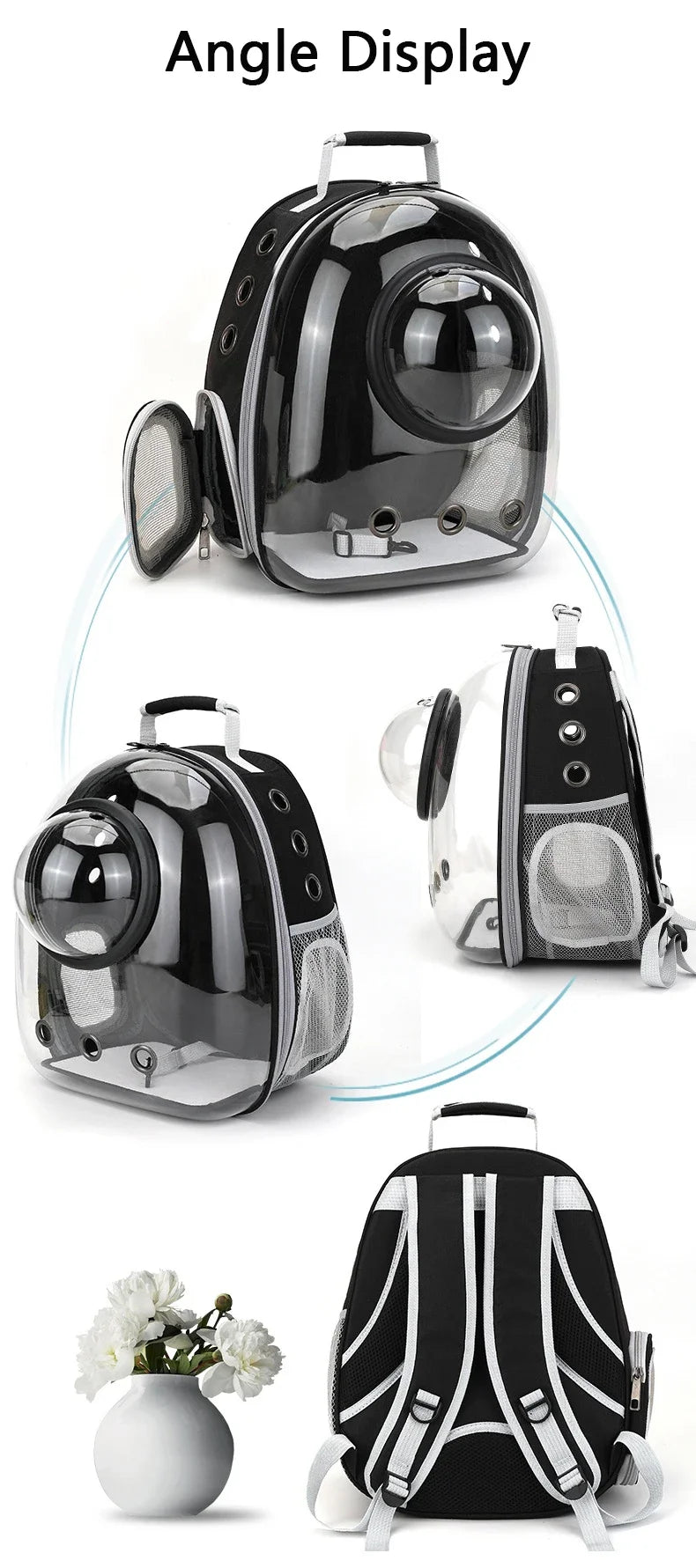 Portable Cat Pet Carrier Backpack Transparent Capsule Bubble Pet Backpack Small Animal Puppy Kitty Breathable Carrier for Travel