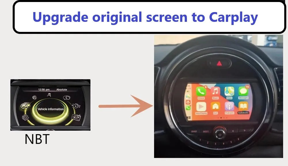 Wireless CarPlay Android Auto Interface for BMW Mini R55 R56 R57 R58 R60 R61 F54 F55 F56 Clubman Countryman Hardtop Cooper
