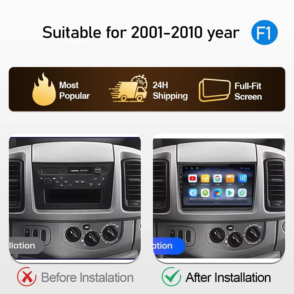 Car Stereo with Apple CarPlay & Android Auto, Compatible with Renault Trafic 2, Opel Vivaro A & Nissan Primastar