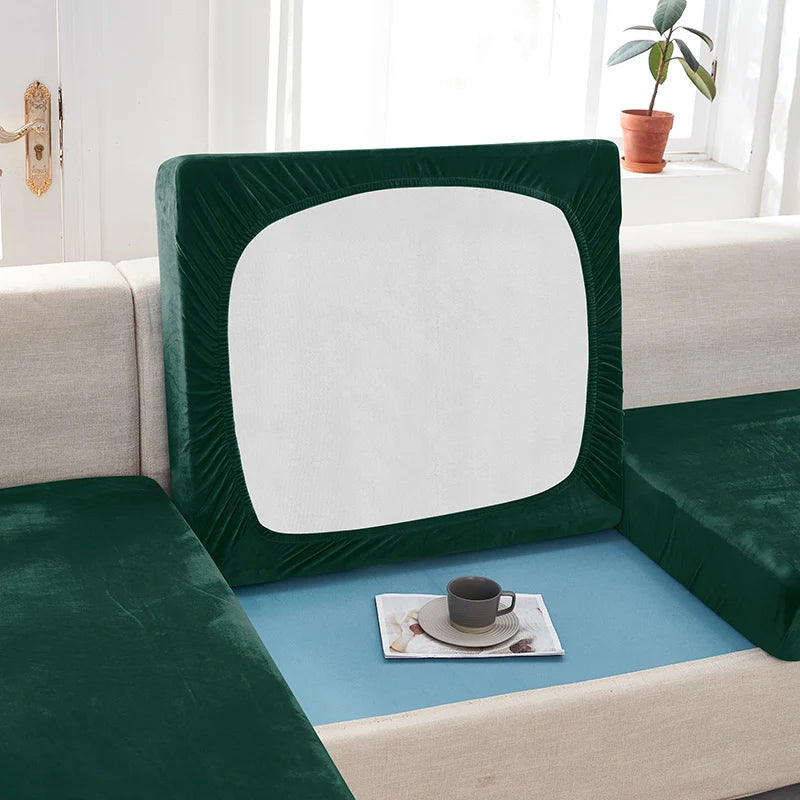 Velvet Sofa Covers for Living Room Elastic Plush Sofa Seat Cushion Cover Soft Couch Slipcover Furniture Protector for Home