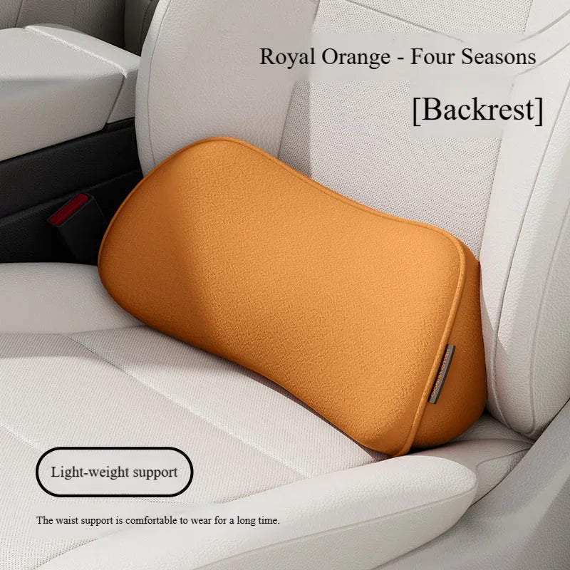 Car Seat Memory Foam Lumbar Support Pillow – Breathable Back Protector for Car & Office Chair