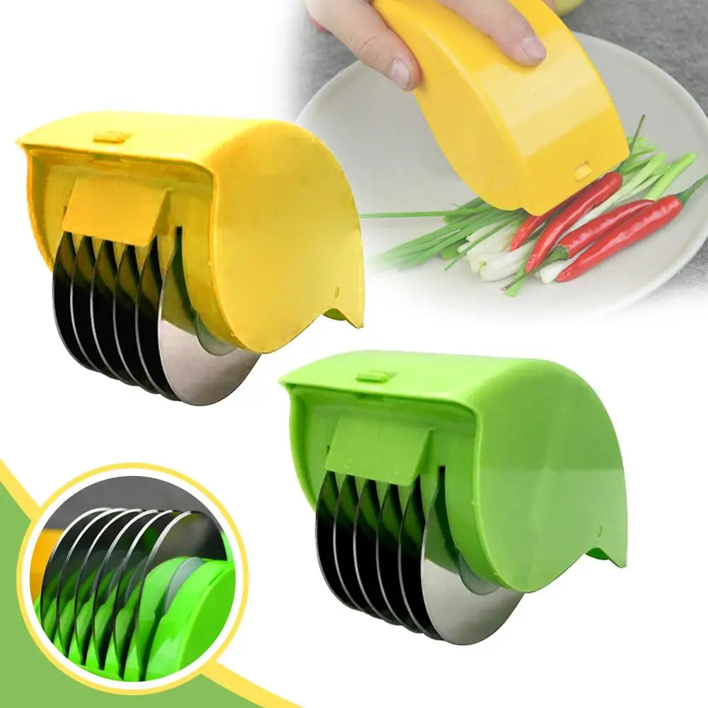 Herb Roller Mincer with 6 Blades - Green or Yellow Scallion Cutter