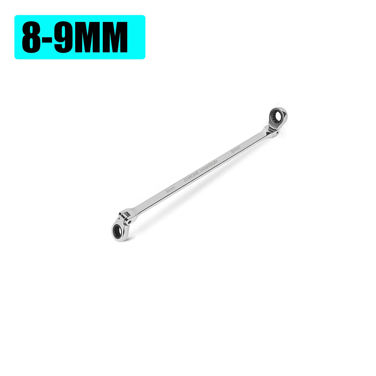 Extra Long Flex-Head Ratcheting Wrench Set, Double Box End Wrench Set, Metric 8-19mm, CR-V Steel
